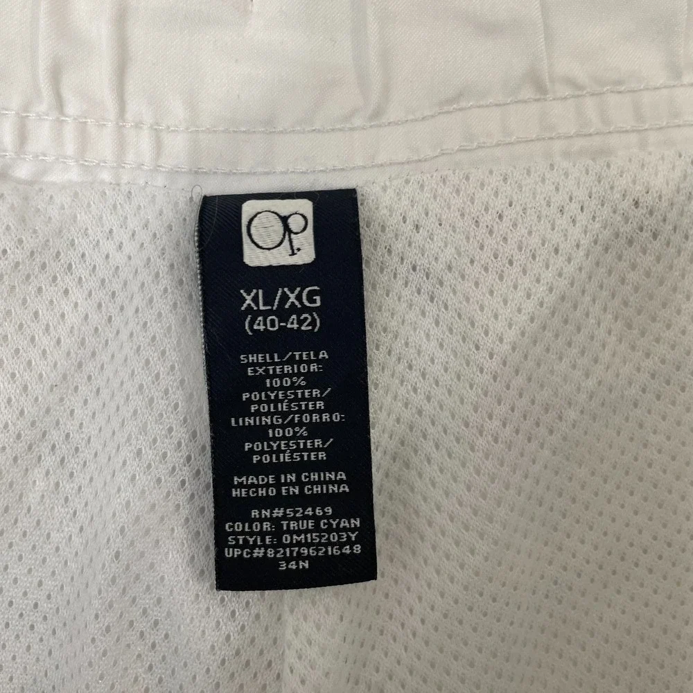 Ocean Pacific OP Swim Trunks Men XL White Blue Striped Lined Beach Surf